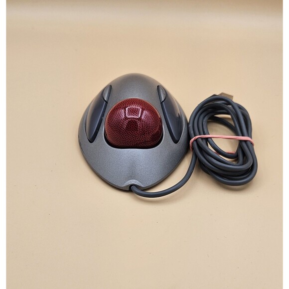 Logitech Trackman Marble USB T-BC21 Wired Trackball Mouse Gray Red Ball Tested - Picture 3 of 6